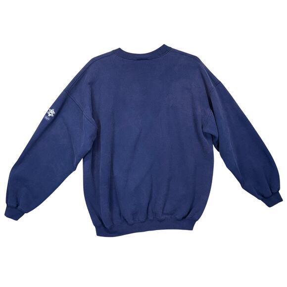 Salt Lake 2002 Winter Olympics Crewneck Sweatshirt Navy XL Faded - Picture 4 of 16